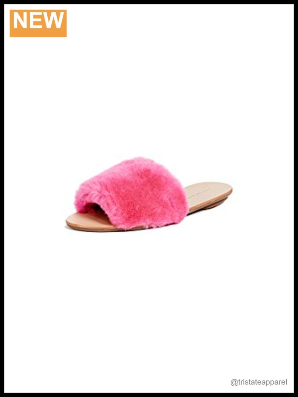 Loeffler Randall Isabel Slip-On Shearling Flat Slide Sandals Peony